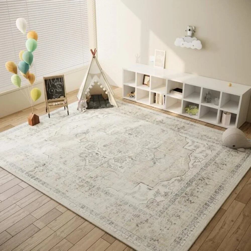 New 5x7 Washable Area Rug Vintage Boho Non-Slip Soft Carpet for Living Room